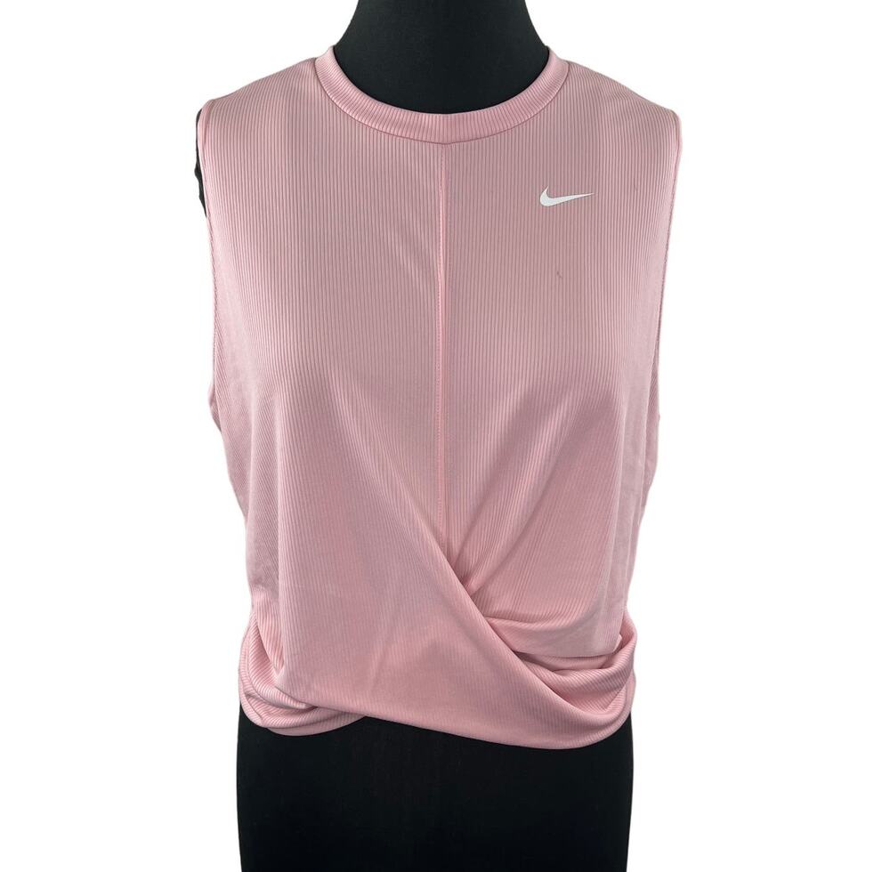 NIKE Womens Pink Dri-Fit Sleeveless Crewneck Cropped Training Tank Top XXL NEW